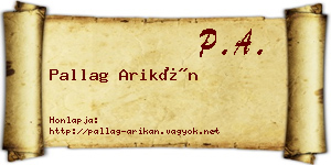 Pallag Arikán névjegykártya